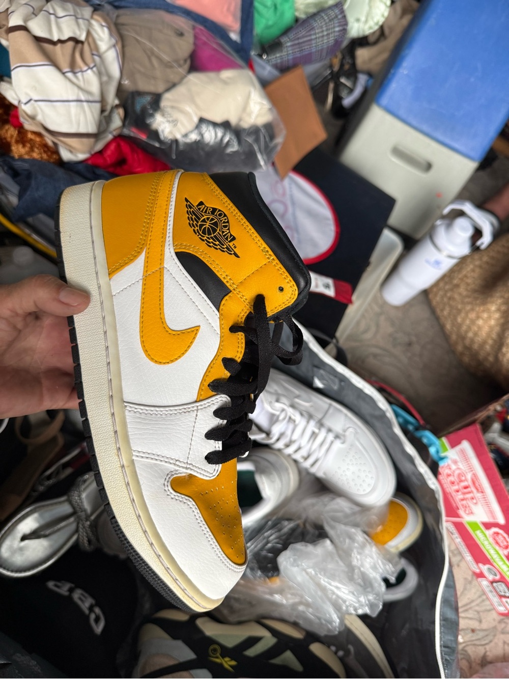 Air Jordan 1 Mid Yellow/White/Black Sneakers
